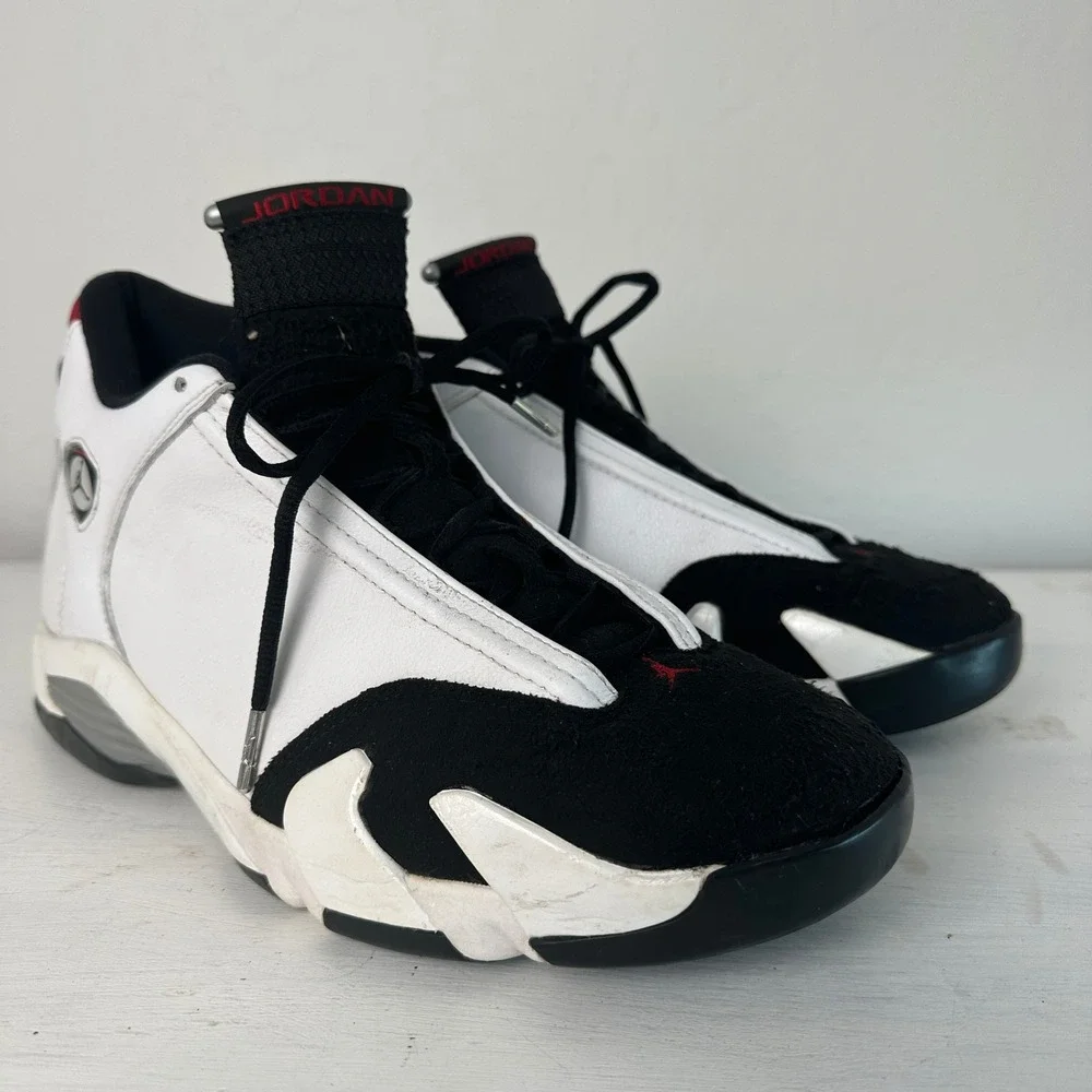 Jordan Sneakers Mens 12 Air Jordan 14 Retro Black White Red Basketball